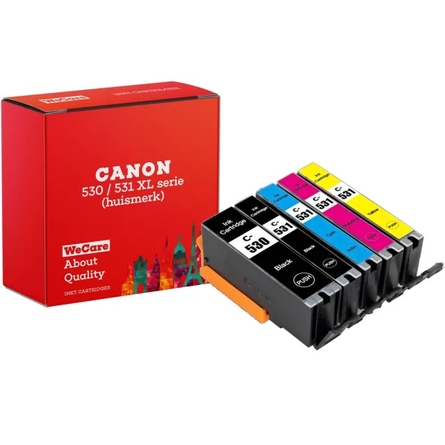 WeCare 5-pack | Geschikt voor Canon 530 / 531 XL inktcartridges - PIXMA TS8750 - TS8751 - Inktpatronen geschikt voor PGI-530 & CLI-531 series Multipack 5 cartridges