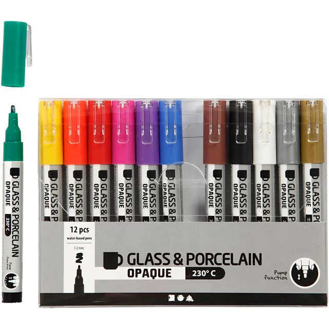 Creativ Company Glas- & Porseleinstiften Creativ Company 1-2mm set à 12 kleuren