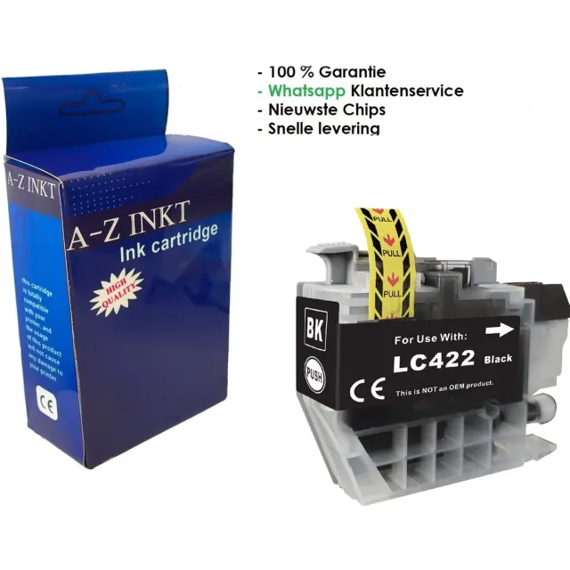 AtotZinkt premium huismerk inkt cartridge voor Brother 422 / LC-422 XL BK zwart 1 stuk - Geschikt voor Brother MFC-J5340DW, J5345DW, J5740DW, J6540DW en J6940DW