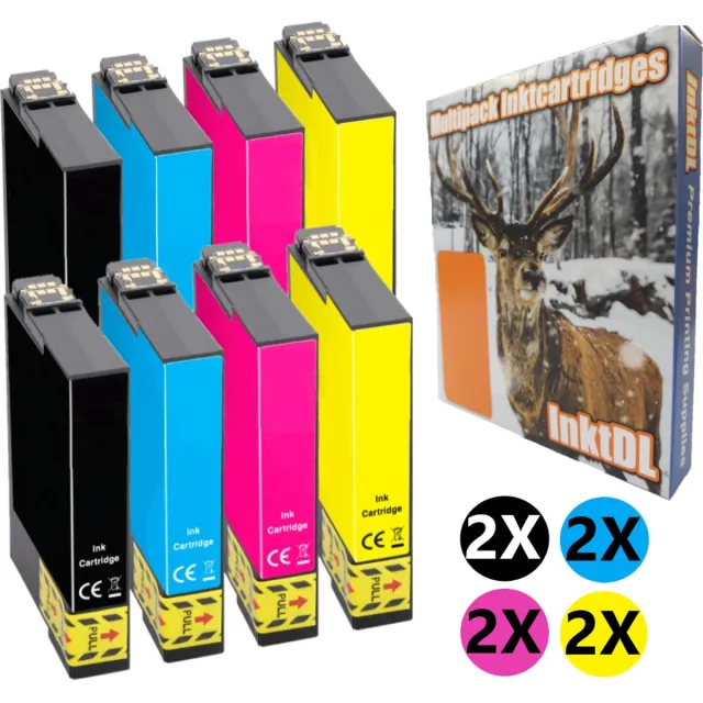 InktDL Huismerk geschikt voor Epson 16XL Inktpatronen (8X) - WF-2540WF - WF-2660DWF - WF-2750DWF - WF-2760DWF Multipack 8 Cartridges