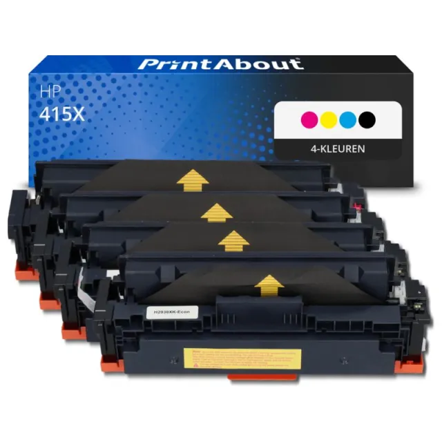 PrintAbout huismerk Toner 415X (W2030/31/32/33X) 4-kleuren Multipack Hoge capaciteit Geschikt voor HP