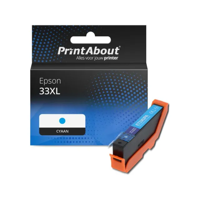 PrintAbout huismerk Inktcartridge 33XL (C13T33624012) Cyaan Hoge capaciteit Geschikt voor Epson