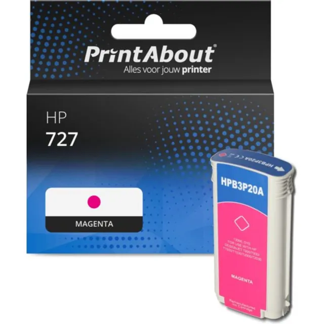 PrintAbout Huismerk HP B3P20A (727) Inktcartridge Magenta Hoge capaciteit