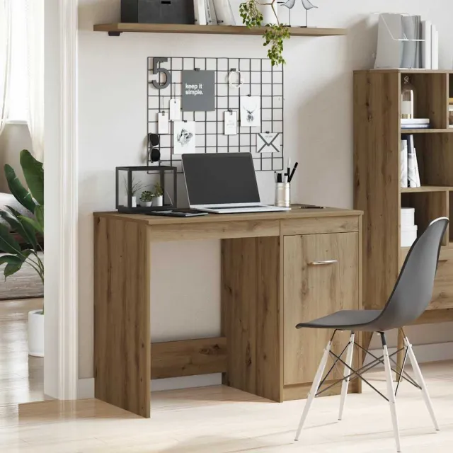 vidaXL Bureau 100x50x76 cm bewerkt hout artisanaal eikenkleur, foto 2