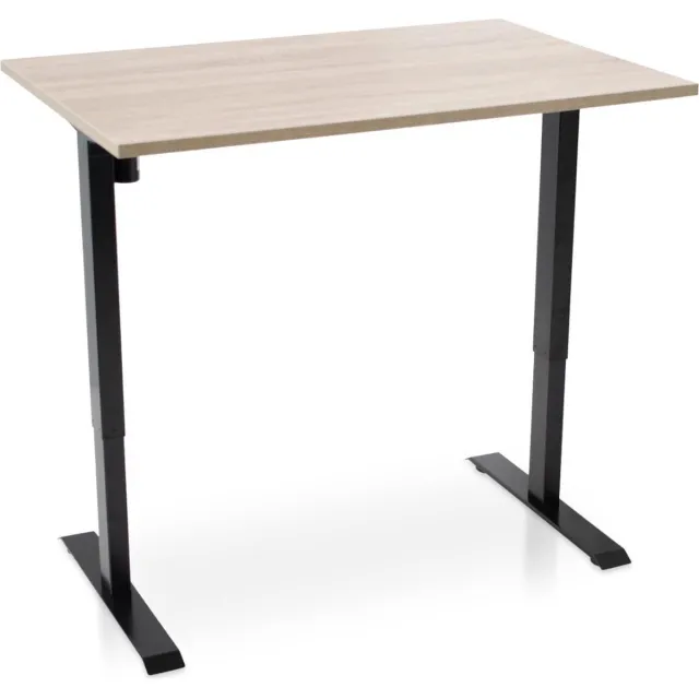 Multi Ratio Zit-sta bureau elektrisch verstelbaar - MRC EASY | 140 x 80 cm | inclusief stekkerdoos en kabelklemmen | frame zwart - blad midden eiken Zwart frame