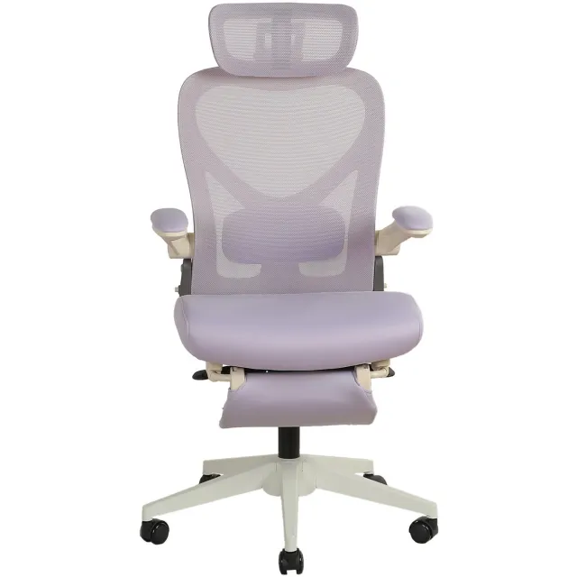 Wishdor Bureaustoel - Opklapbare rugleuning en armleuningen - 3D-hoofdsteun en verstelbare lendensteun - Kantelfunctie voor werken studeren en gamen - Netstof - Paars - 62 x 48,5 x 129 cm