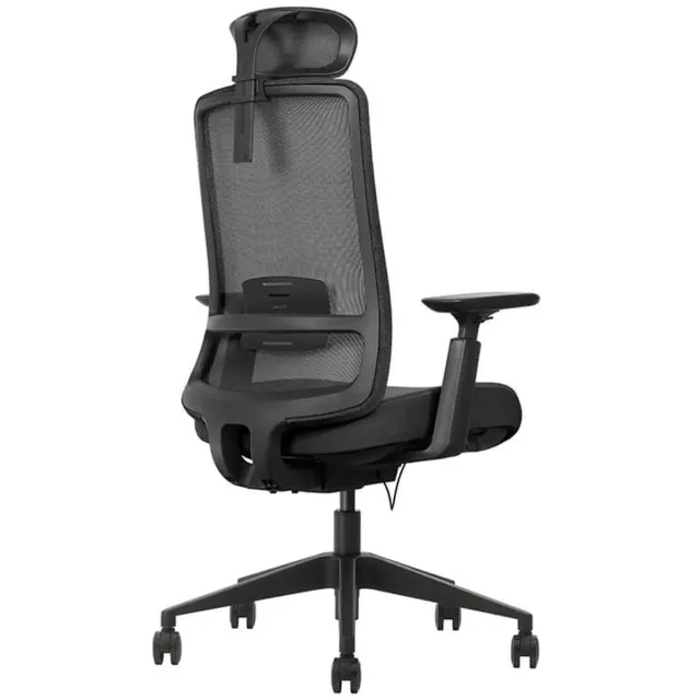 Worktrainer Bureaustoel Vane - Zwart - Ergonomisch NEN-EN 1335 - Schuifzitting, Lendesteun & 3D Armleggers - Met hoofdsteun