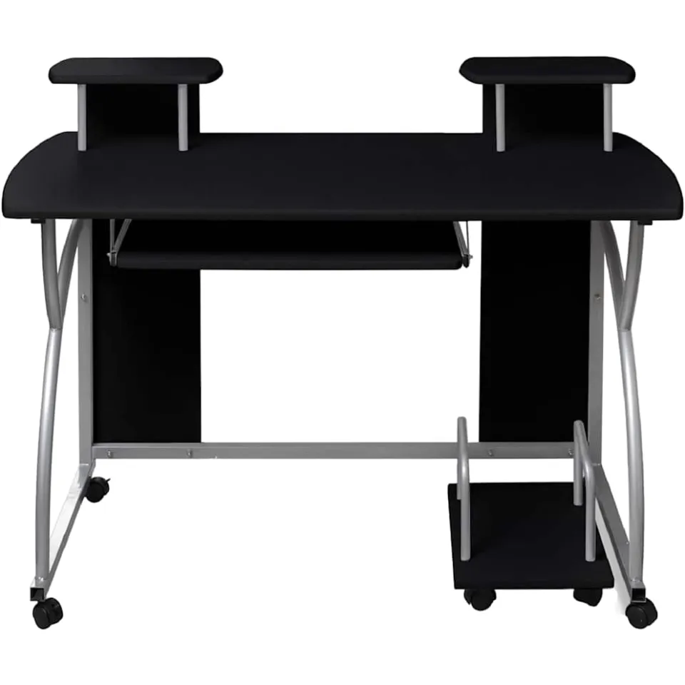 vidaXL Computerbureau 110x52x88,5 cm bewerkt hout zwart, foto 2