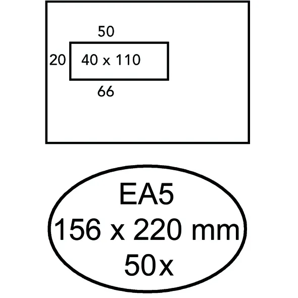 Hermes Envelop Hermes EA5 156x220mm venster 4x11links zelfklevend 50 stuks