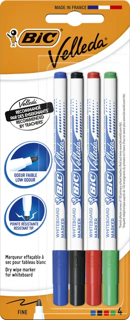 Bic Viltstift Bic Velleda 1721 whiteboard rond fijn assorti blister à 4 stuks