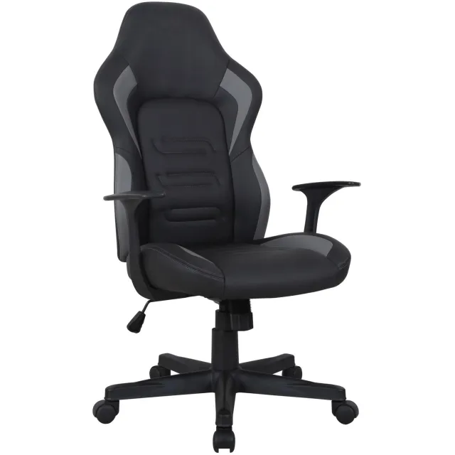 Furnitex CX-1334M - Bureaustoel - Zwart met grijze accenten - Kunstleren bekleding - Kantelmechanisme Zwart;Grijs