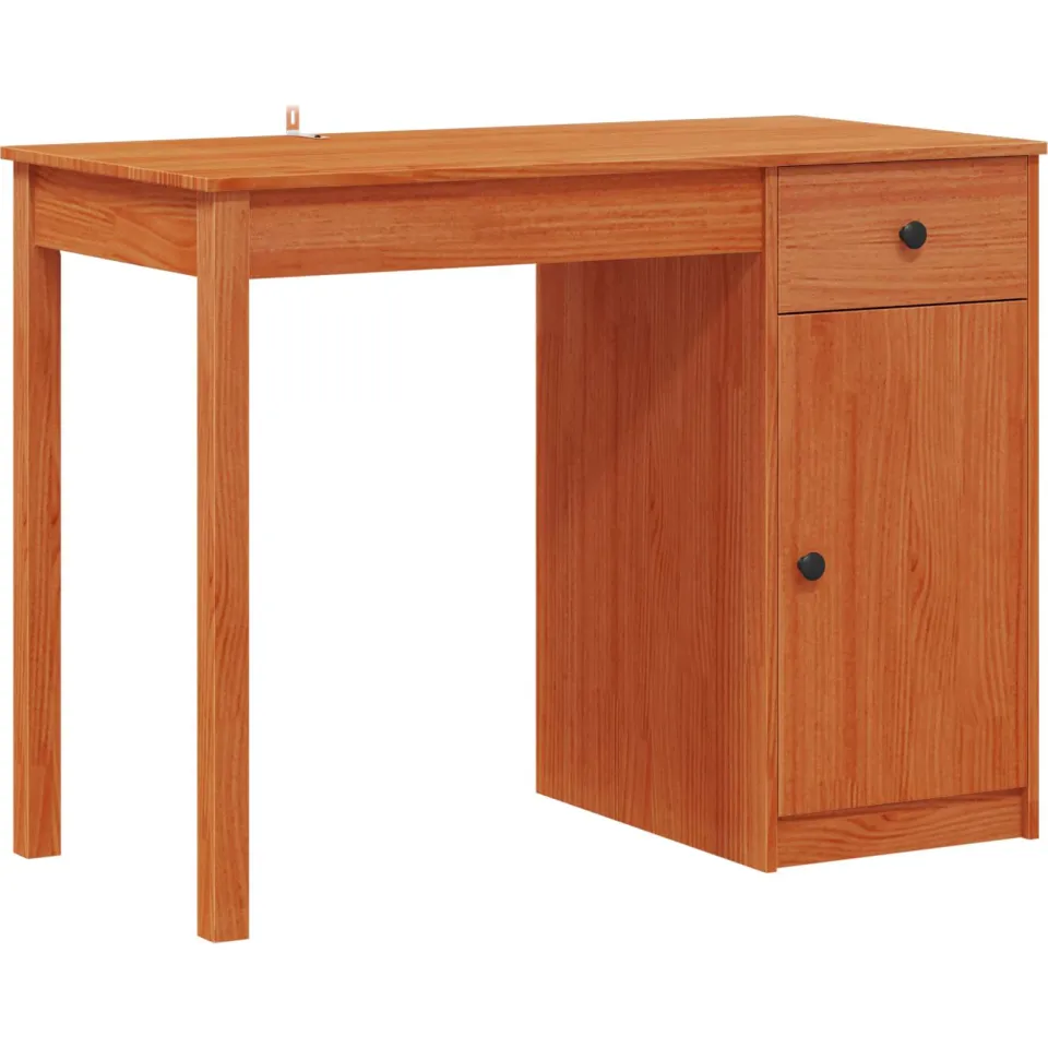 vidaXL Bureau Wasbruin 100 x 50 x 74 cm Massief grenenhout