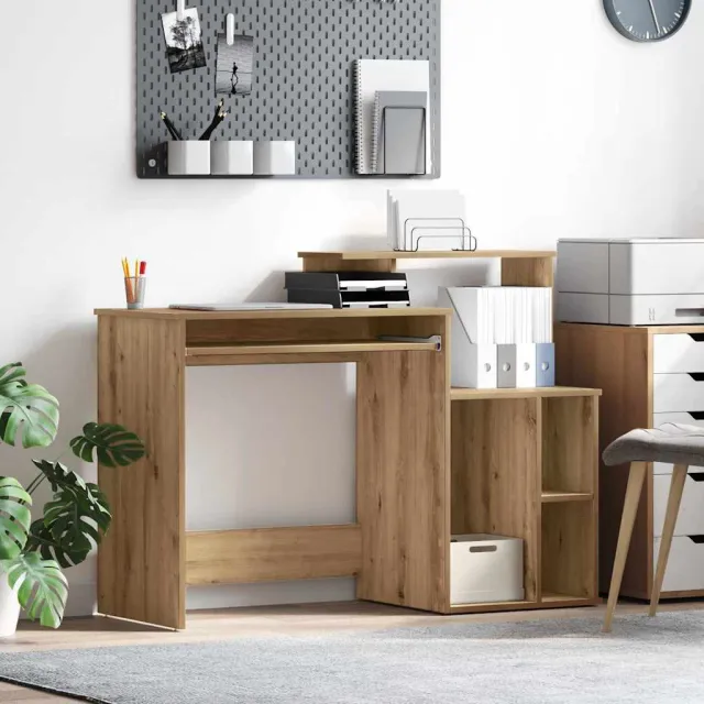 vidaXL Bureau Artisan Eiken 120,5 x 44 x 88,5 cm Bewerkt hout Bruin