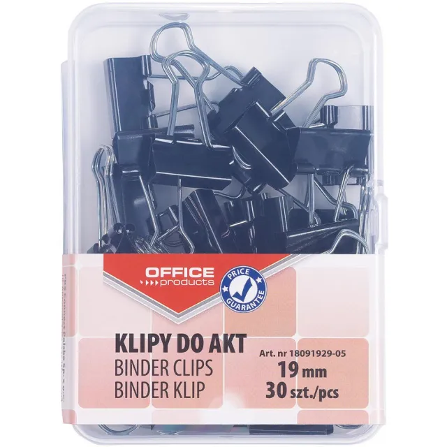 Office Products foldbackclip, zwart, 19 mm, plastic doos van 30 stuks