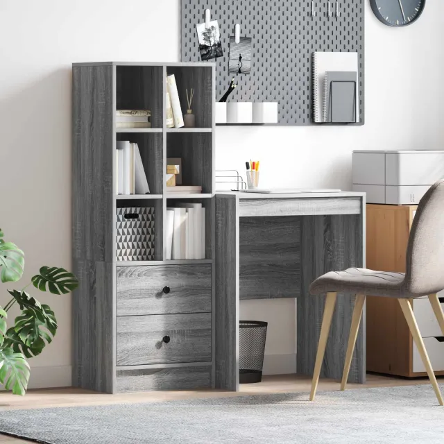 vidaXL Bureau Grijs Sonoma 105,5 x 50 x 127 cm 2 st, foto 2