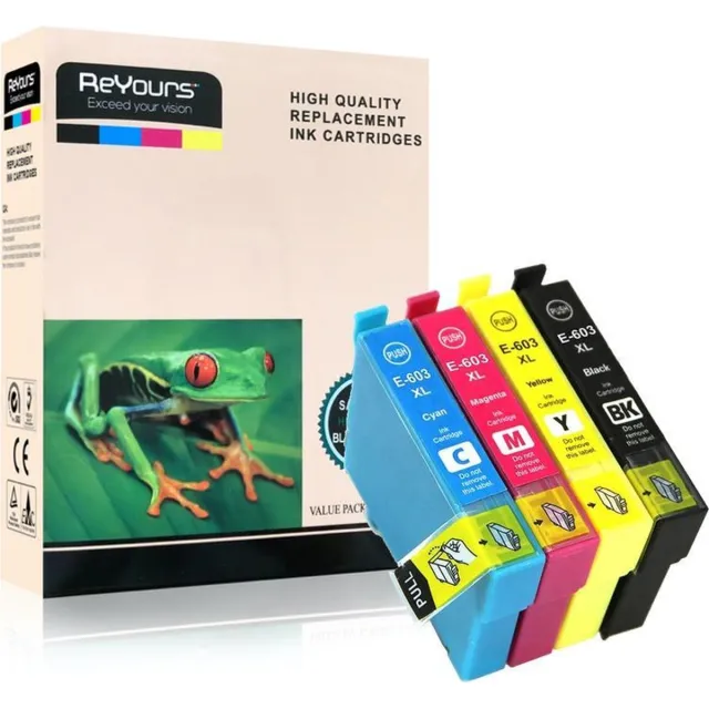 Reyours inktcartridges voor Epson 603 XL, multipack van 4 kleuren voor Epson Expression Home XP-2105 XP-3100 XP-3105 XP-4100 XP-4105 Workforce WF-2830DWF WF-2835DWF WF-2850DWF Zwart | Cyan | Magenta | Yellow
