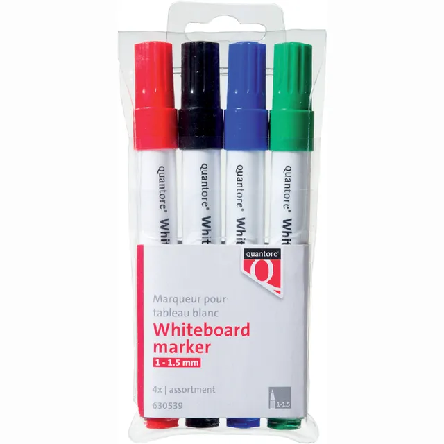 Quantore Whiteboardmarker Quantore rond 1-1.5mm 4 stuks assorti