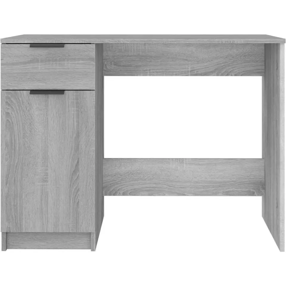vidaXL Bureau 100x50x75 cm bewerkt hout grijs sonoma eikenkleurig, foto 3