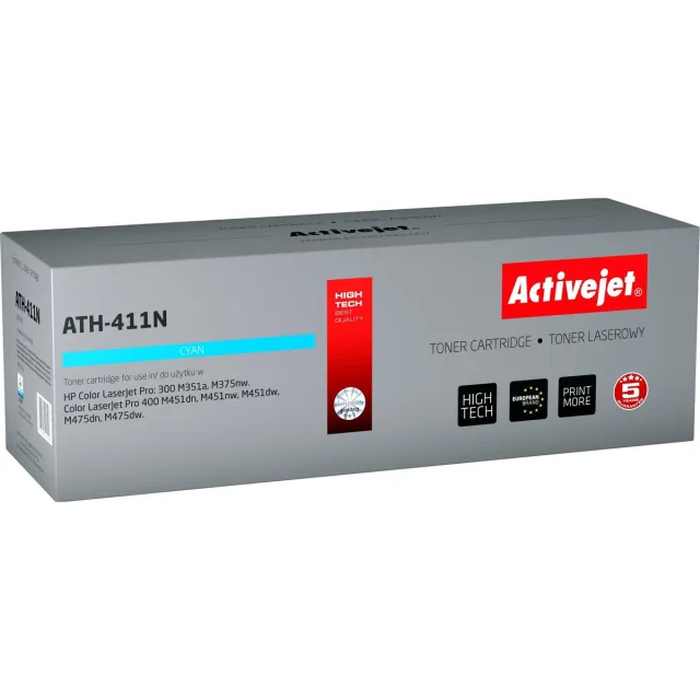 ActiveJet AT-411N toner voor HP-printer; HP 305A CE411A-vervanging; Opperste; 2600 pagina's; cyaan. Magenta