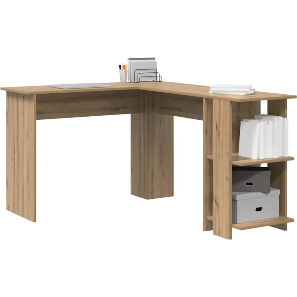 vidaXL Hoekbureau Artisan Eiken 140 x 113,5 x 75 cm Bewerkt hout Bruin