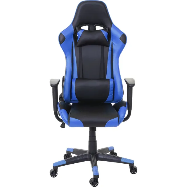 Cosmo Casa Bureaustoel - Gamestoel Directiebureau Stoel Bureaustoel - Belastbaar tot 150 kg Kunstleer - Zwart/Blauw