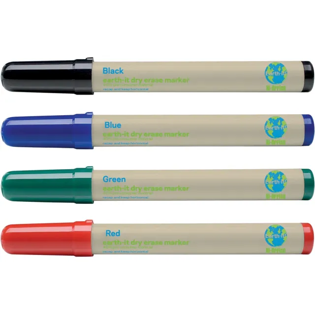Bi-Office Earth-It whiteboardmarkers, set van 4 stuks in geassorteerde kleuren blauw