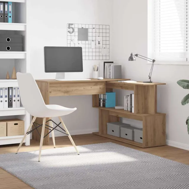 vidaXL Hoekbureau 200,5x50x76 cm bewerkt hout artisanaal eikenkleur, foto 2