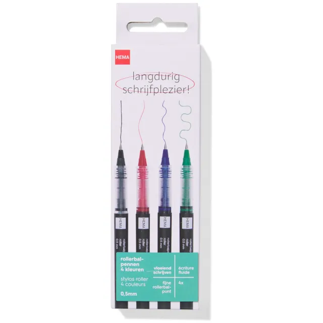 HEMA Rollerbalpennen 0.5mm, set van 4 stuks