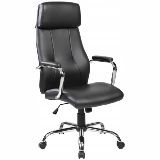 Furnitex FB 46-FX - Directiebureaustoel - Zwart kunstleer - TILT-mechanisme - Chromen metalen basis