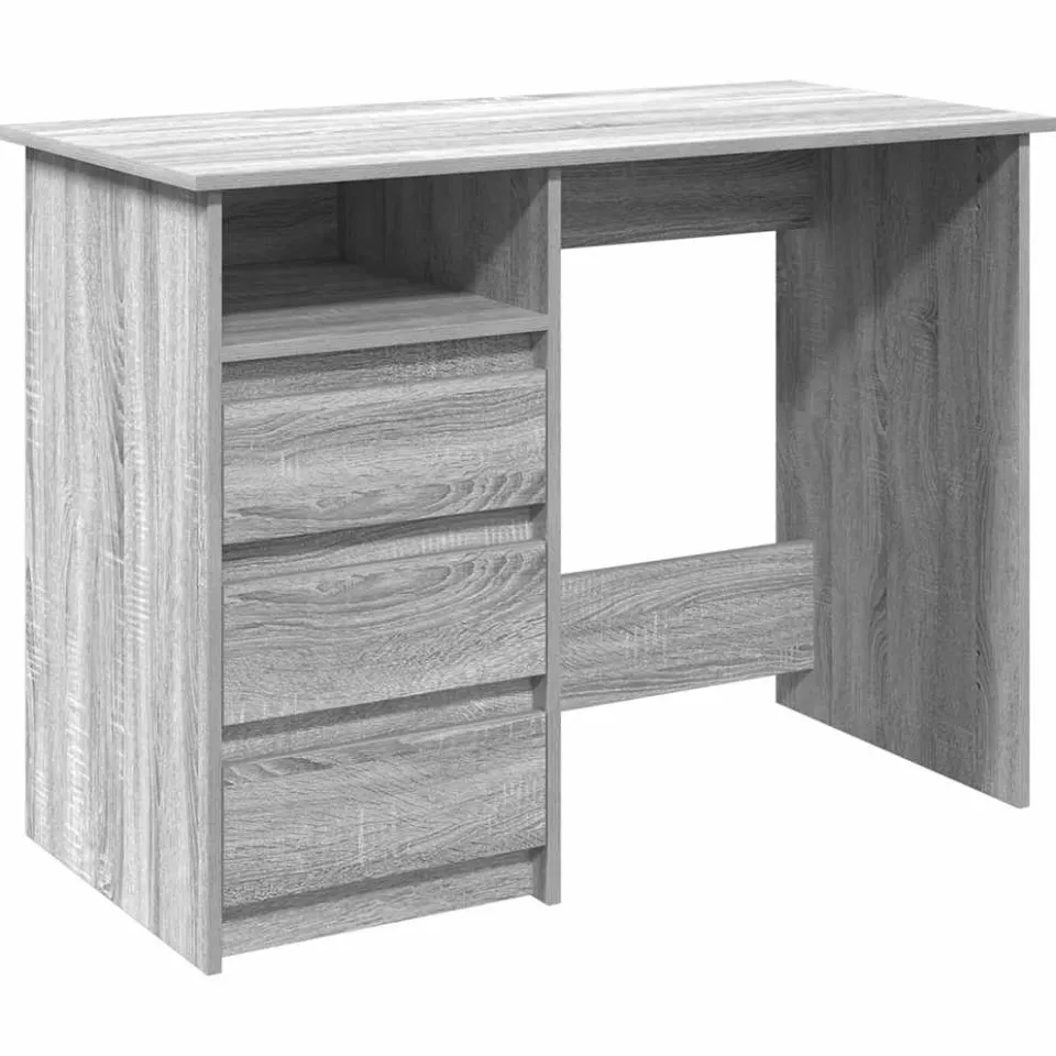 vidaXL Bureau 102x50x75 cm bewerkt hout grijs sonoma eikenkleurig, foto 3