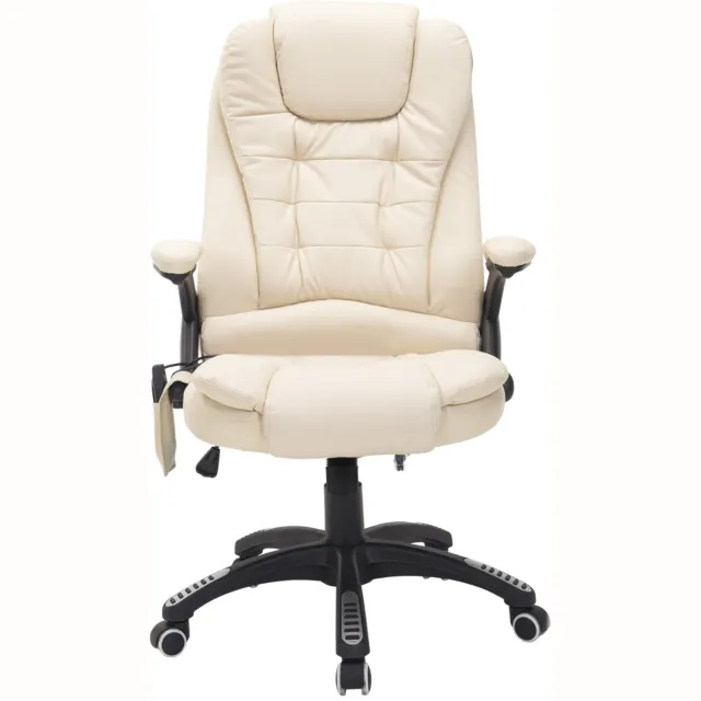 Homona Bureaustoel met massage- en warmtefunctie - In hoogte verstelbaar - Met afstandsbediening - 62 x 68 x 111-121 cm - Crèmewit Creme