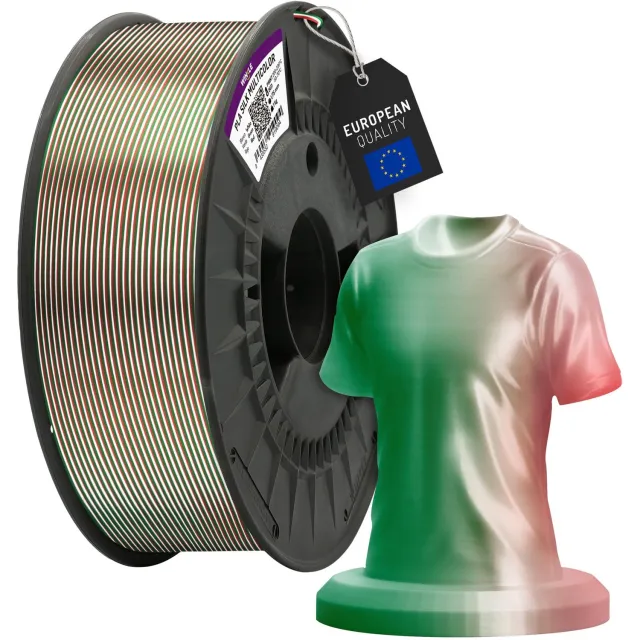 Winkle PLA Silk 3D Filament - Filament voor 3D printer - Hoge Nauwkeurigheid - Groen/Wit/Rood - Ø 1,75 mm - 1 kg
