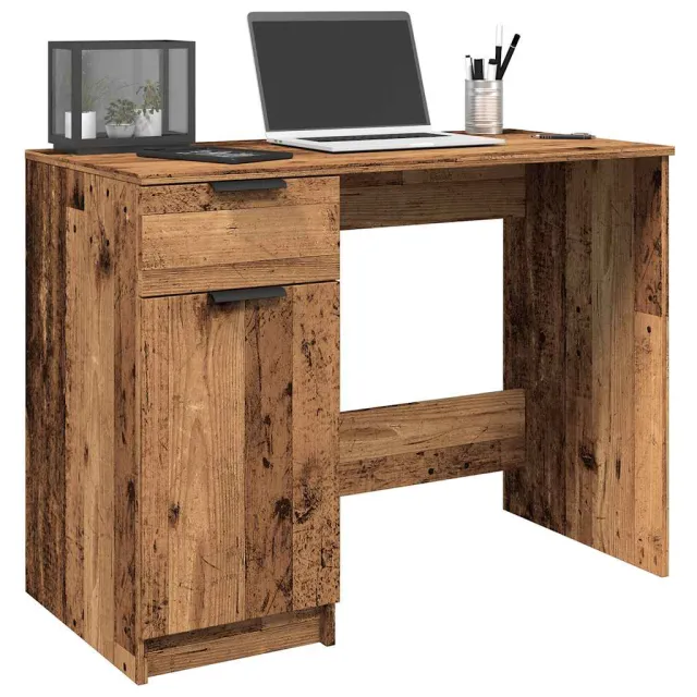 vidaXL Bureau 100x50x75 cm bewerkt hout oud houtkleurig Bruin