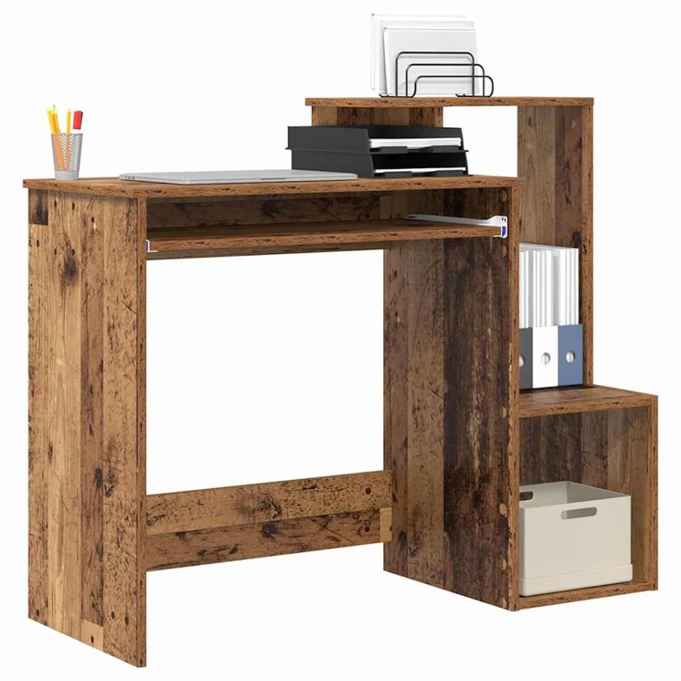 vidaXL Bureau Oud Hout 106 x 41 x 88,5 cm Bewerkt hout Bruin