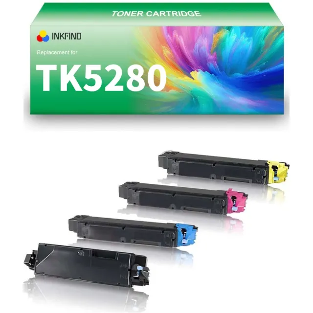 INKFIND TK-5280 tonercartridge 4 Pack (Zwart/Cyaan/Magenta/Geel) compatibel met Kyocera TK5280 TK-5280 Zwart/Cyaan/Magenta/Geel geschikt voor Kyocera ECOSYS M 6235cidn/6235cidnt/6635cidn/P 6235cdn - 4-pack Zwart/Cyaan/Magenta/Geel Zwart x 1, Cyaan x 1, Magenta x 1, Geel x 1