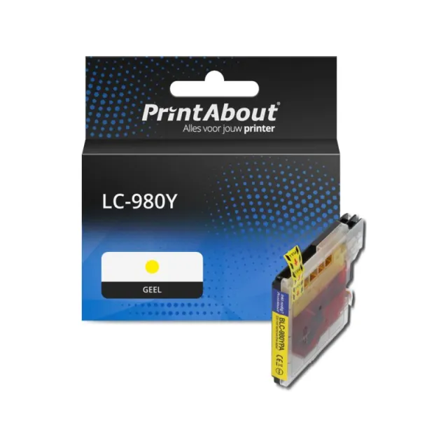 PrintAbout huismerk Inktcartridge LC-980Y Geel Geschikt voor Brother
