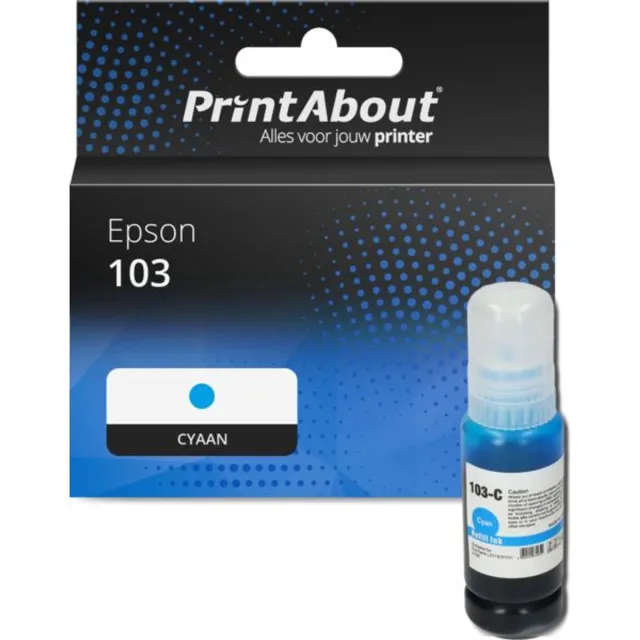 PrintAbout Huismerk Epson 103 (C13T00S24A) Inktcartridge Cyaan