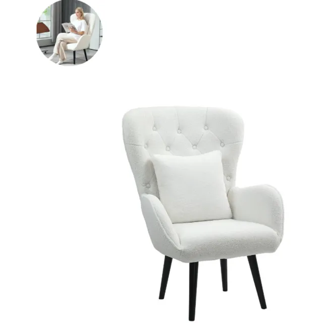 GranMaison Teddy stoel - Fauteuil - Relaxzetel - Relaxstoel - Relaxfauteuil - Stoel - Met armleuning - Voor één Persoon - Wit
