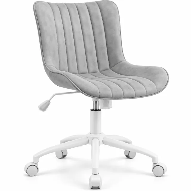 Luxevo Bureaustoel - 360° Draaibaar – Gestoffeerde Design Stoel met Gegolfde Rugleuning – Compacte Thuiswerkstoel – 60 x 63 x 79 cm – Grijs