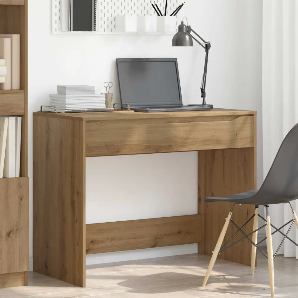 vidaXL Bureau met Lade Artisan Eik Geconstrueerd hout 100 x 50 x 78 cm bruin, foto 4