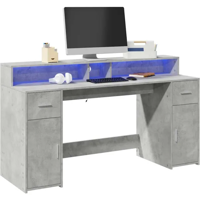 vidaXL Desk Betongrijs 160 x 55 x 91 cm Engineered Wood grijs, foto 2
