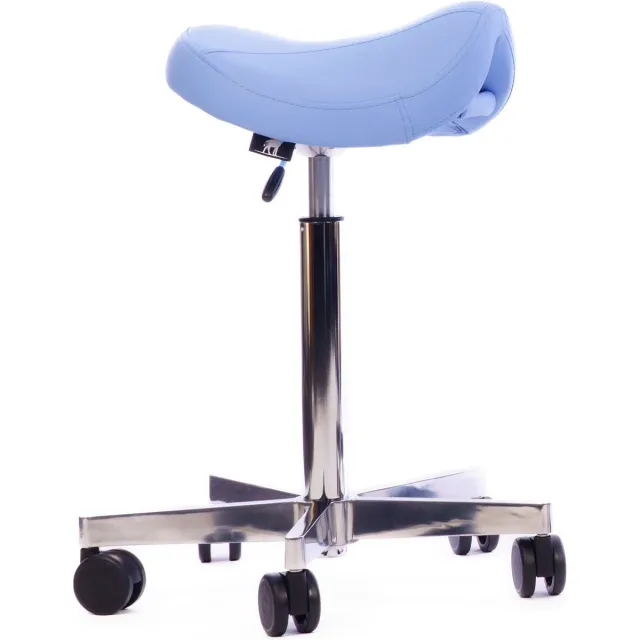 OKAPI® Arctic zadelkruk SKY BLUE - Large gasveer - COMPACT zadel - kapperskruk kappersfiets tabouret Blauw large