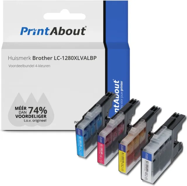 PrintAbout Inktcartridge / Alternatief voor de Brother LC-1280XLBK / 4 Kleuren 4-kleuren