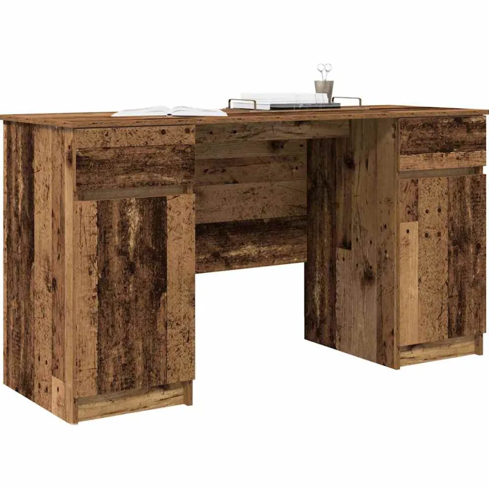 vidaXL Bureau Oud hout 140 x 49 x 76 cm Bewerkt hout Bruin