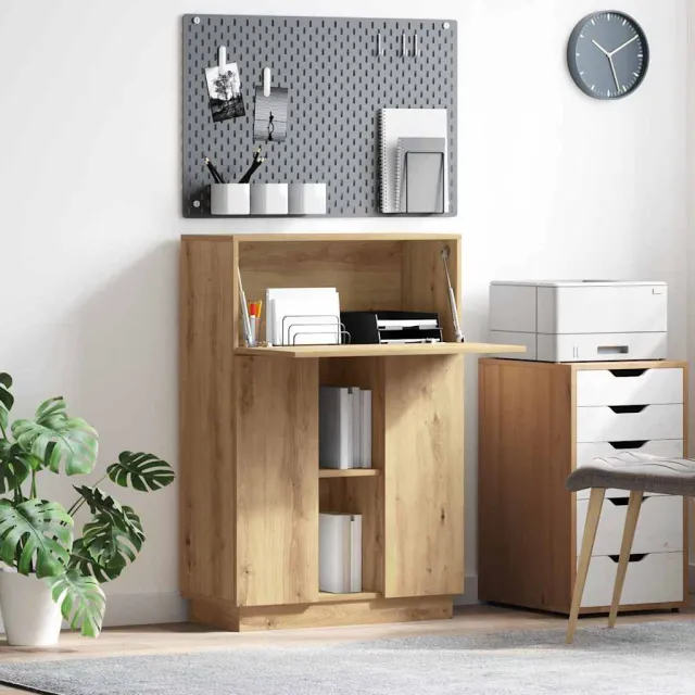 vidaXL Bureau Artisan Eiken 71,5 x 31,5 x 106,5 cm Bewerkt hout, foto 2