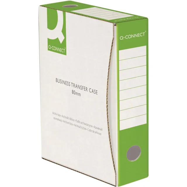 Q-CONNECT archiefdoos, A4, rug 8 cm, in karton van 400 g/m², wit-groen