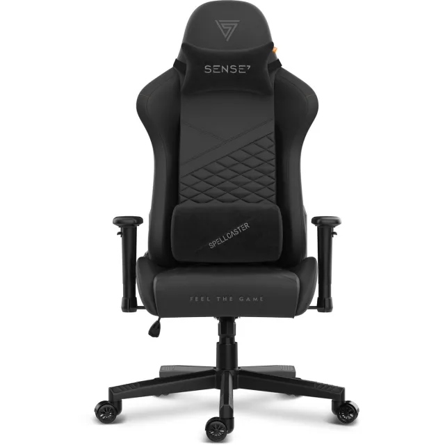 SENSE7 Spellcaster Senshi - Gamestoel Eco-Leer - Ergonomisch - Belastbaar tot 150kg - 2D Armsteunen & Kussens - Zwart