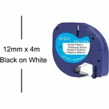 Dymo Huismerk DYMO LetraTag 91201/S0721610 Labeltape 12mm Zwart op Wit
