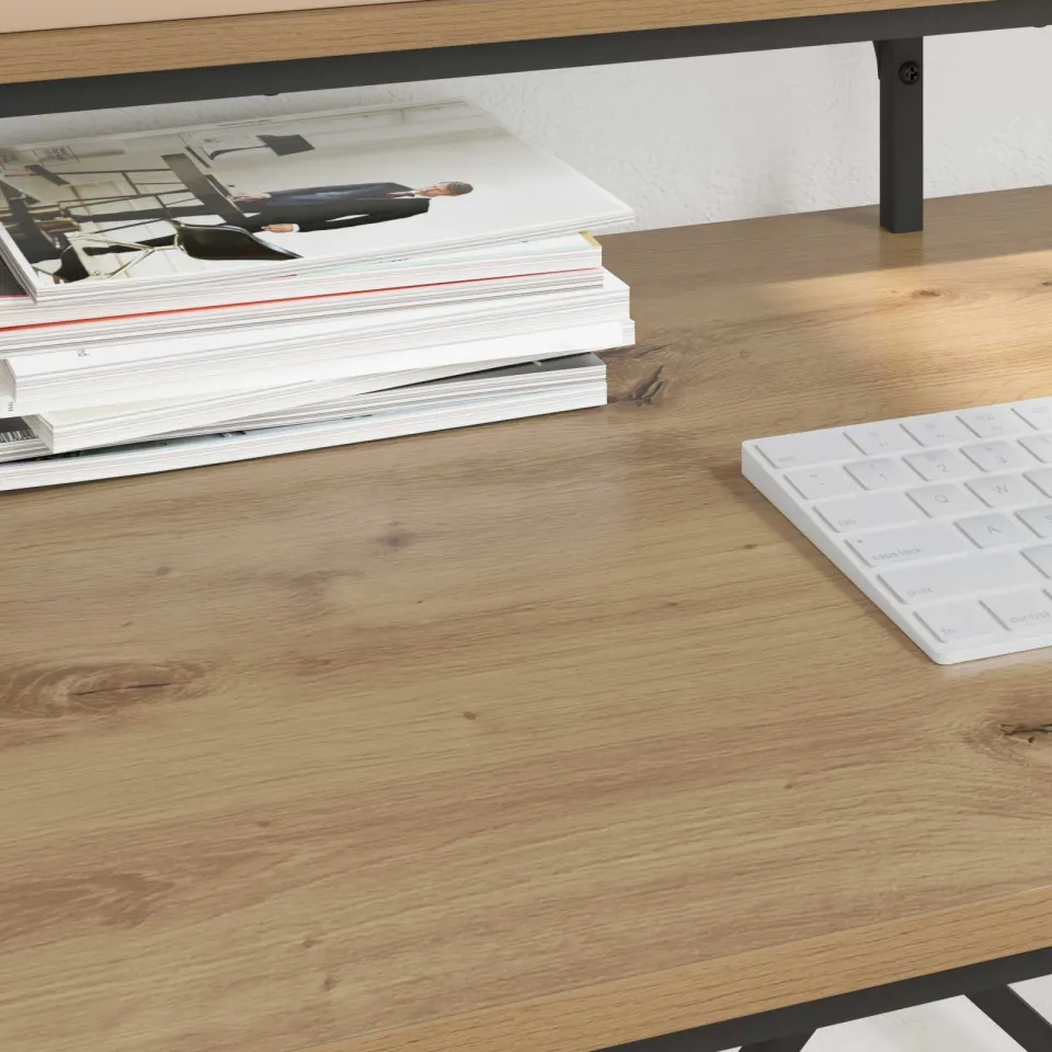 vidaXL Bureau Artisan Eiken 100 x 50 x 90 cm Bewerkt hout, foto 4