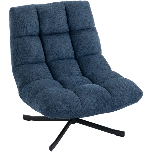 Rolipo Accentstoel - 360° draaibaar - Zonder armleuningen - Stalen onderstel / Modern design in donkerblauw